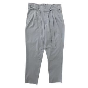 Jade & Ivory Gray Casual Tie Waist Pants Women Large Paperbag Tapered Loungewear